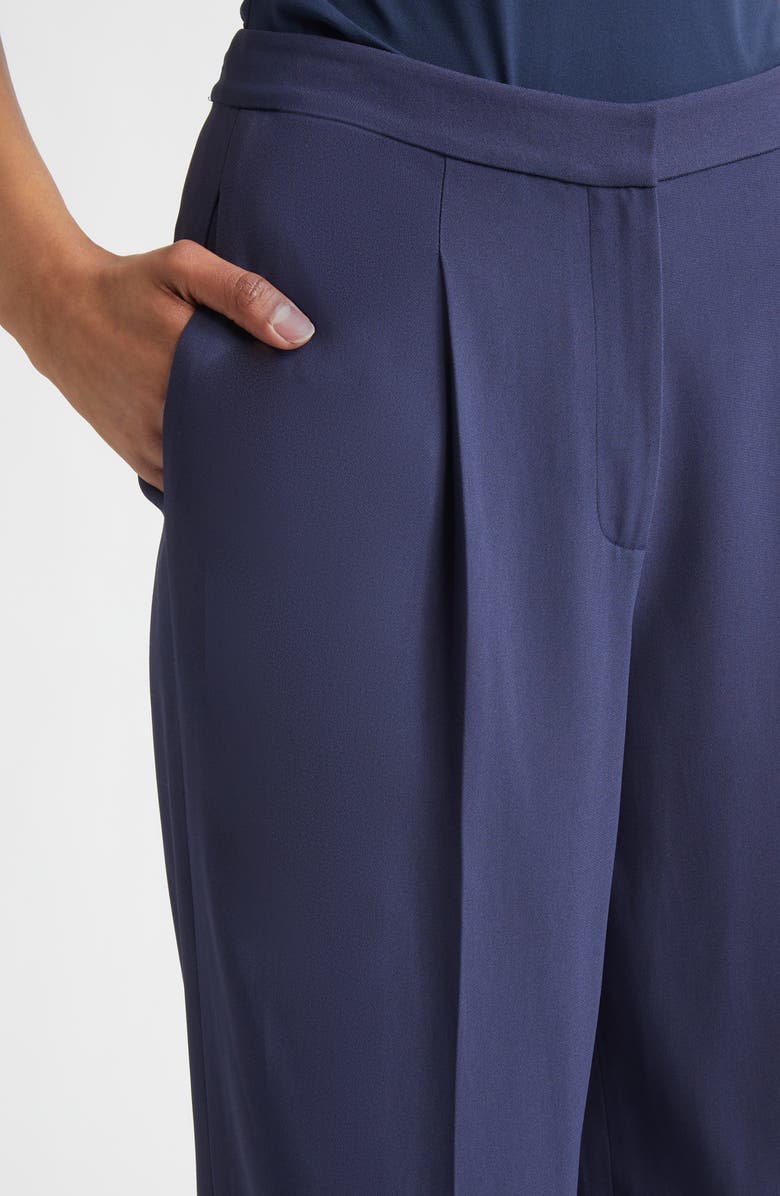 ST. JOHN Lydia Pleated Lightweight Stretch Cady Pants, Alternate, color, Midnight