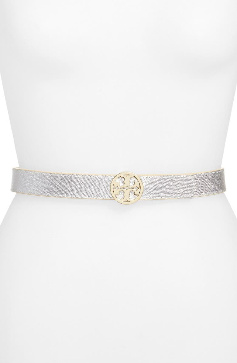 Tory Burch Reversible Metallic Leather Belt, Alternate, color, 