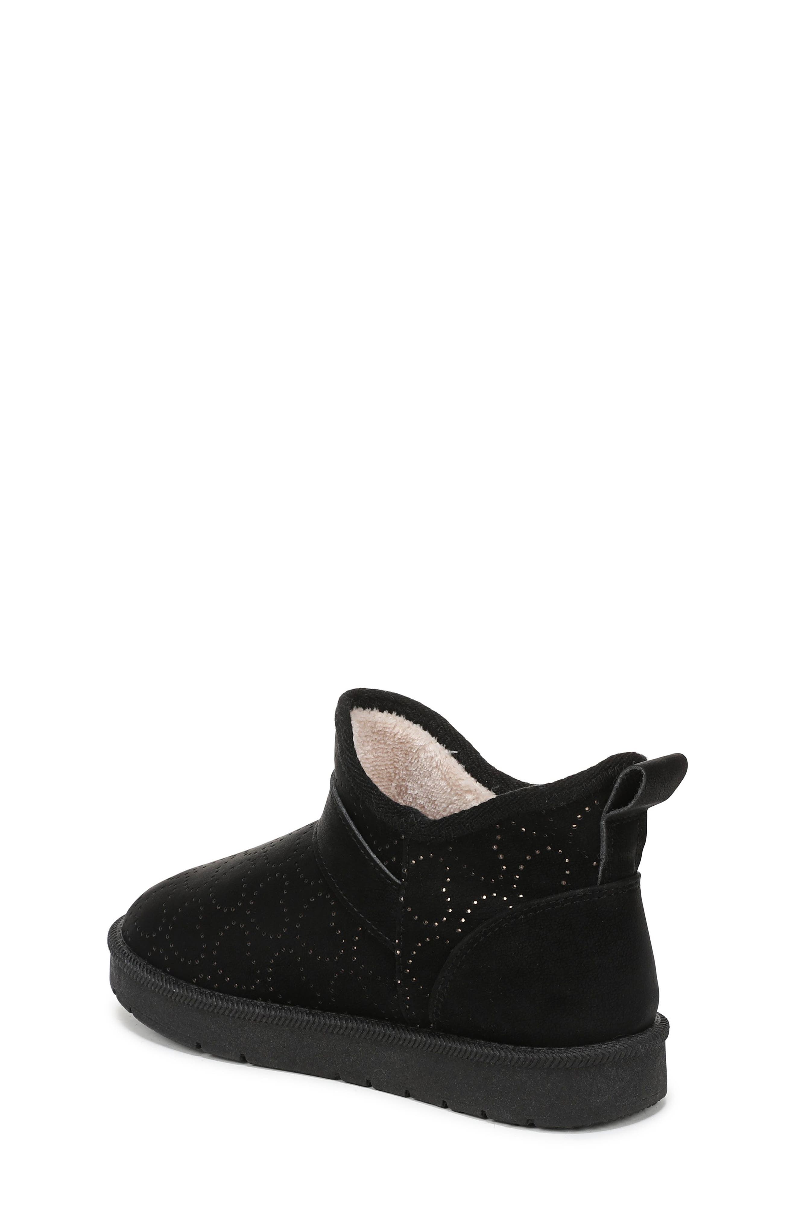 Kids' Perforated Heart Ankle Boot, Alternate, color, BLACK FAUX LEATHER