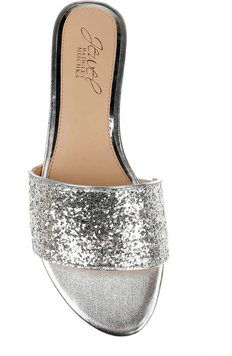 Jewel Badgley Mischka Dillian Glitter Slide Sandal, Alternate, color, Silver Glitter