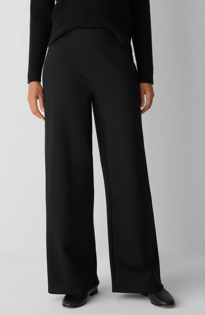 Eileen Fisher High Waist Wide Leg Pants, Main, color, Black