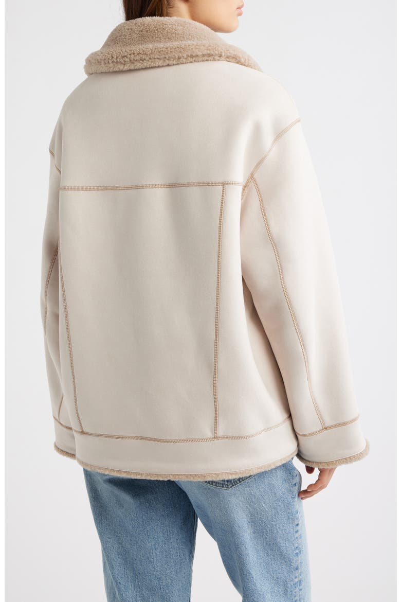 Frankie Reversible Faux Shearling Trucker Jacket, Alternate, color, BLUFF / OYSTER