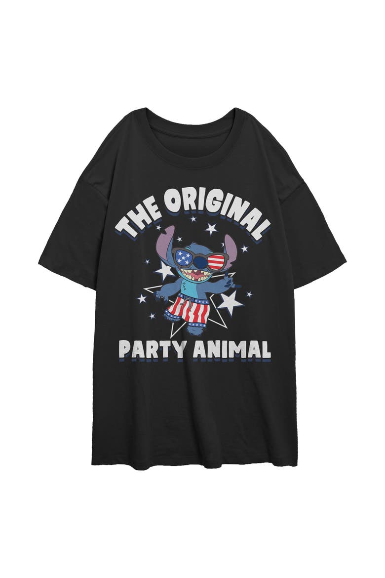 Junior's Lilo & Stitch The Original Party Animal  Graphic T-Shirt, Main, color, Black