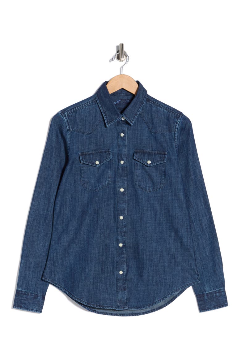 Denim Western Shirt, Alternate, color, DARK WASH