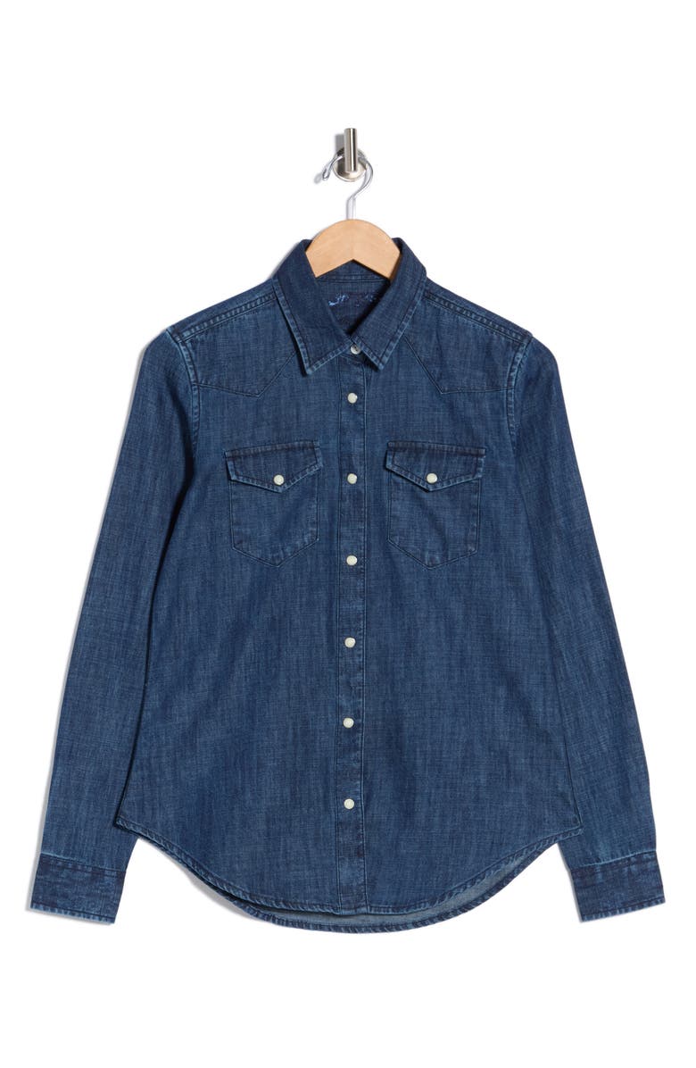 Tailor Vintage Denim Western Shirt, Alternate, color, Dark Wash