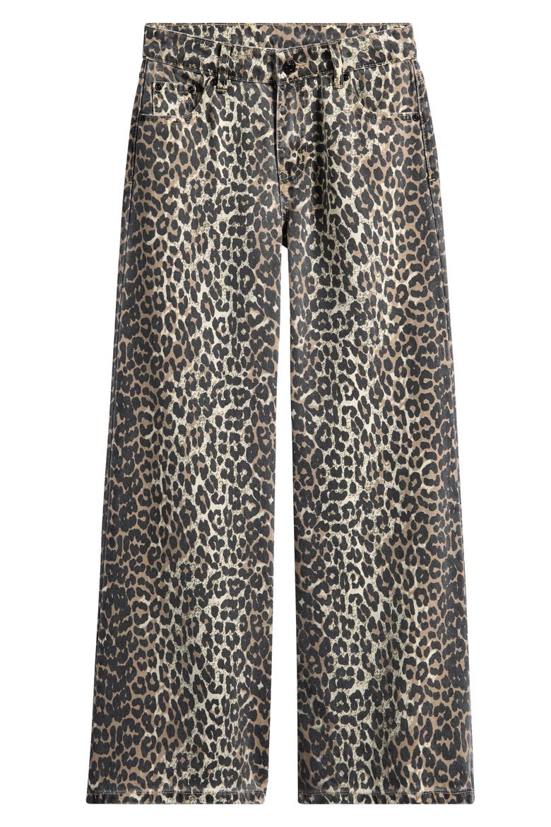 Kids' Leopard Print Wide Leg Jeans, Main, color, WASHED LEO