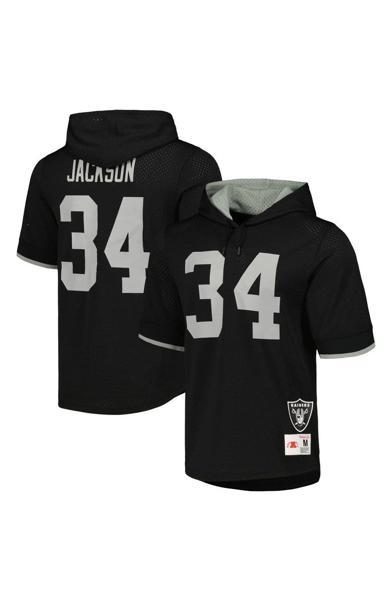Mitchell & Ness Men's Mitchell & Ness Bo Jackson Black Los Angeles Raiders Gridiron Classics Retired Player Name & Number Mesh Hoodie T-Shirt, Main, color, Black