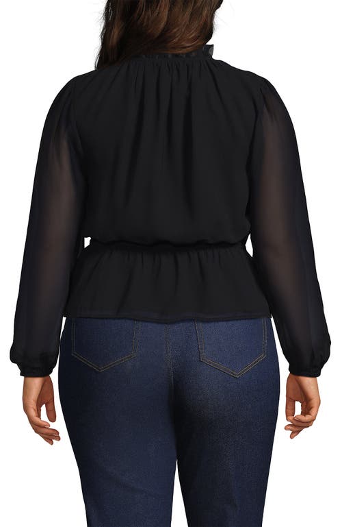 Lands' End Plus Size Chiffon Peplum Top In Black