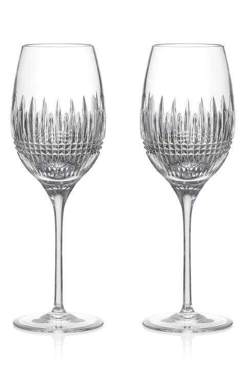 Lismore Diamond Essence Set of 2 Crystal White Wine Glasses