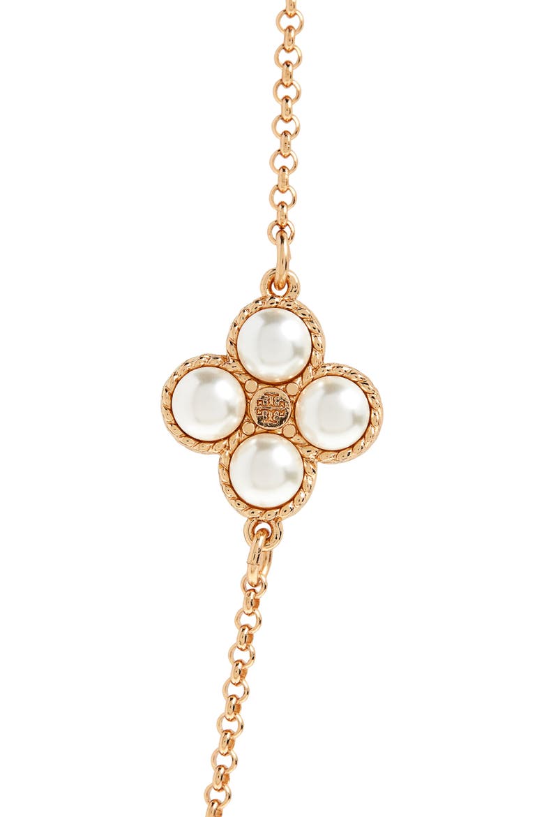 Rope Clover Station Necklace, Alternate, color, CREAM/ TORY GOLD
