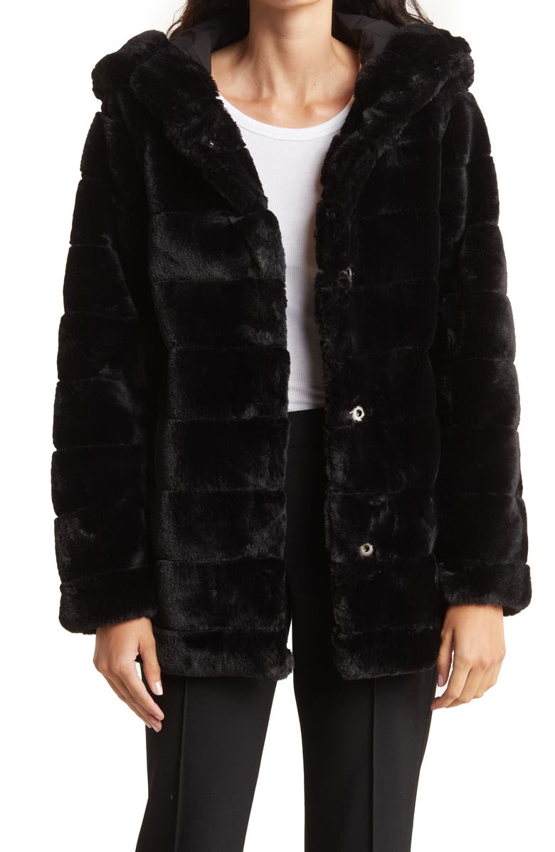 Laundry by Shelli Segal Hooded Faux Fur Coat, Main, color, 