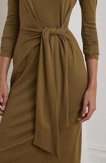 Lauren Ralph Lauren Tie Waist Long Sleeve Rib Dress | Nordstrom