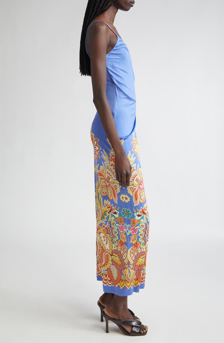 Etro Floral Print Jersey Dress, Alternate, color, Printed Azure Base