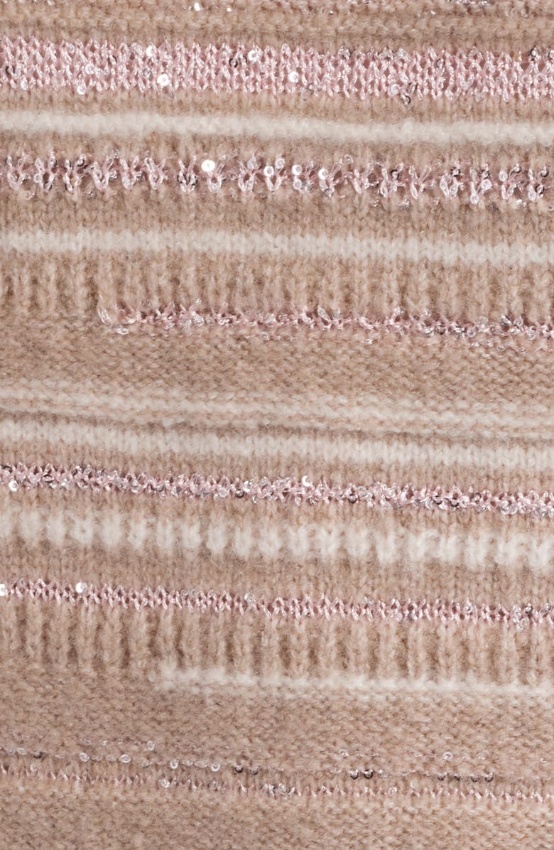 Anne Klein Sequin Stripe Crewneck Sweater, Alternate, color,