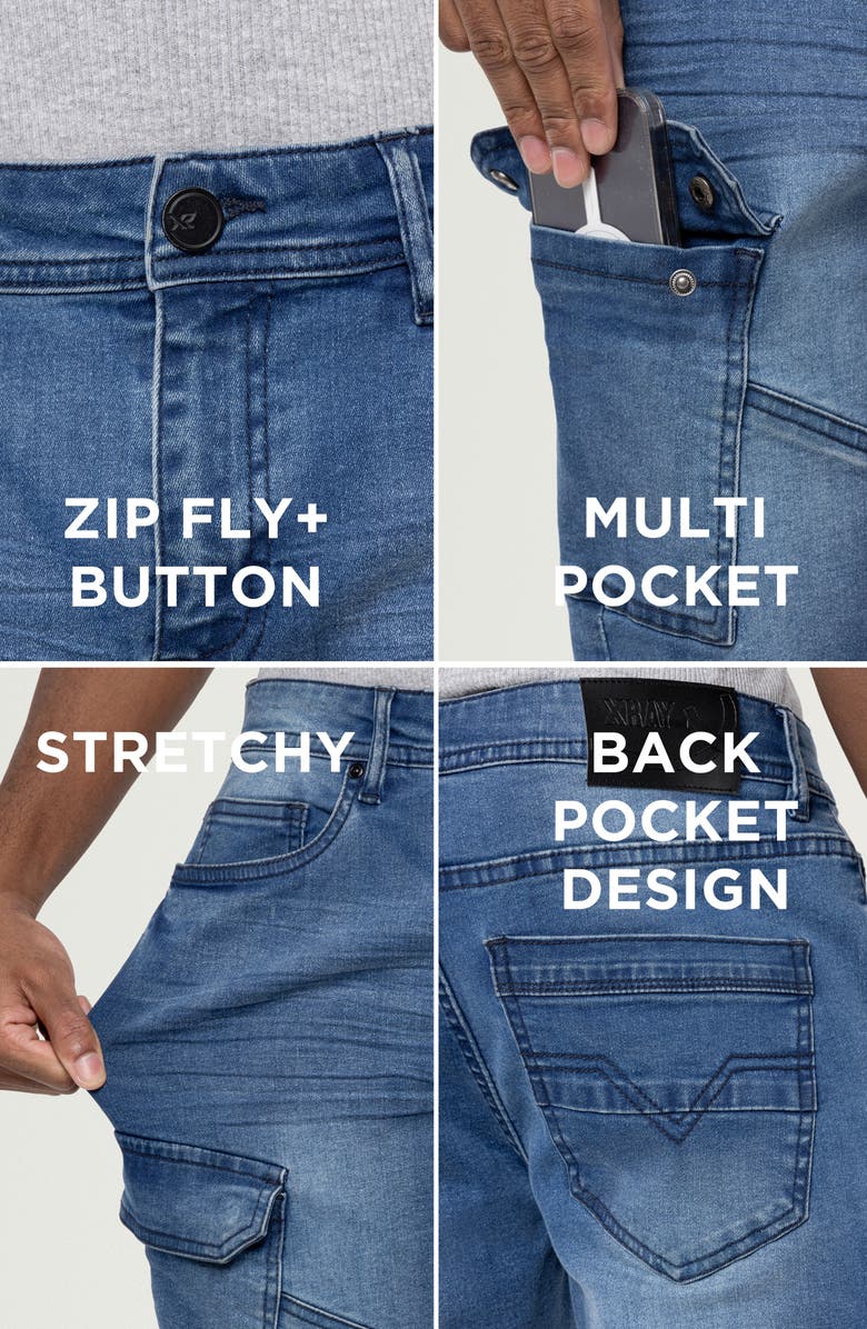 XRAY Denim Cargo Shorts, Alternate, color, Medium Blue