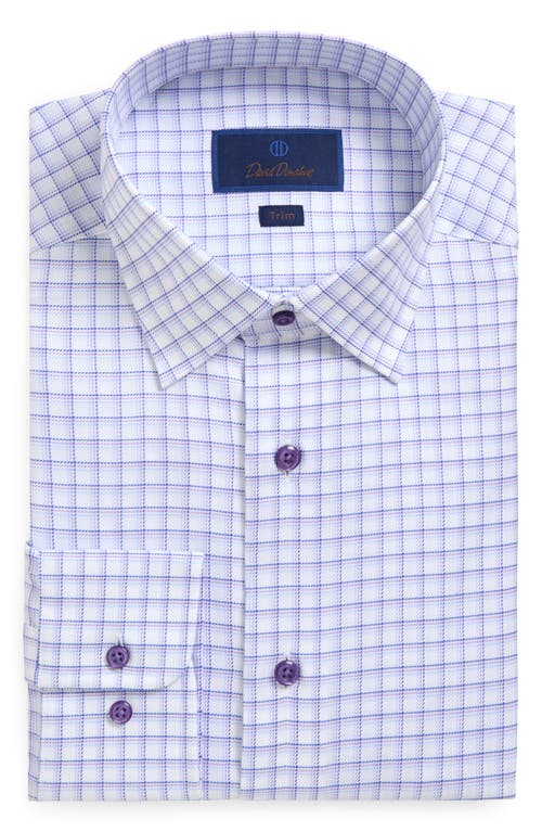 David Donahue Trim Fit Windowpane Cotton Dress Shirt In Multi