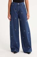 DAZE The Wanderer Polka Dot High Waist Wide Leg Jeans