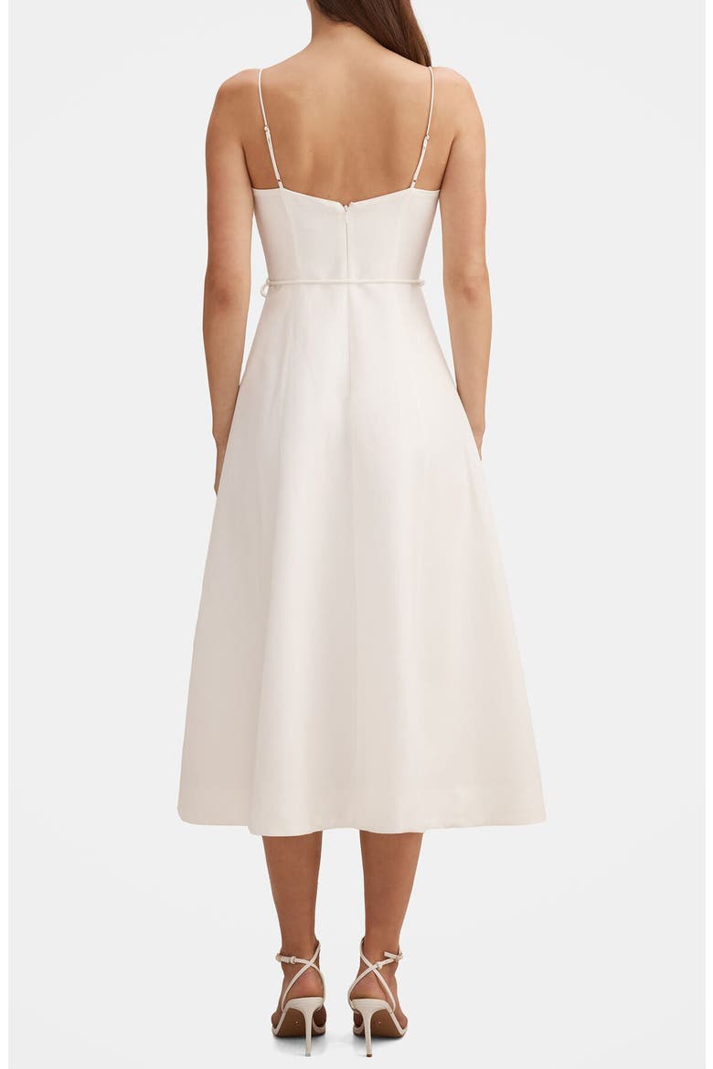 floral applique fit and flare dress Rosette Floral Appliqué Linen Blend Fit & Flare Dress (Women)