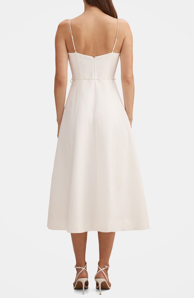 Ever New Rosette Floral Appliqué Linen Blend Fit & Flare Dress, Alternate, color, Porcelain