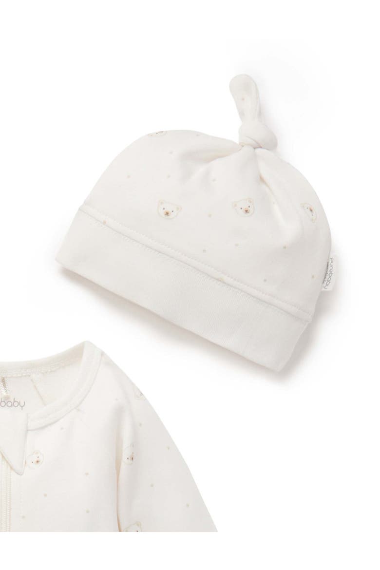 Zip Growsuit & Hat Set, Alternate, color, Vanilla Bear