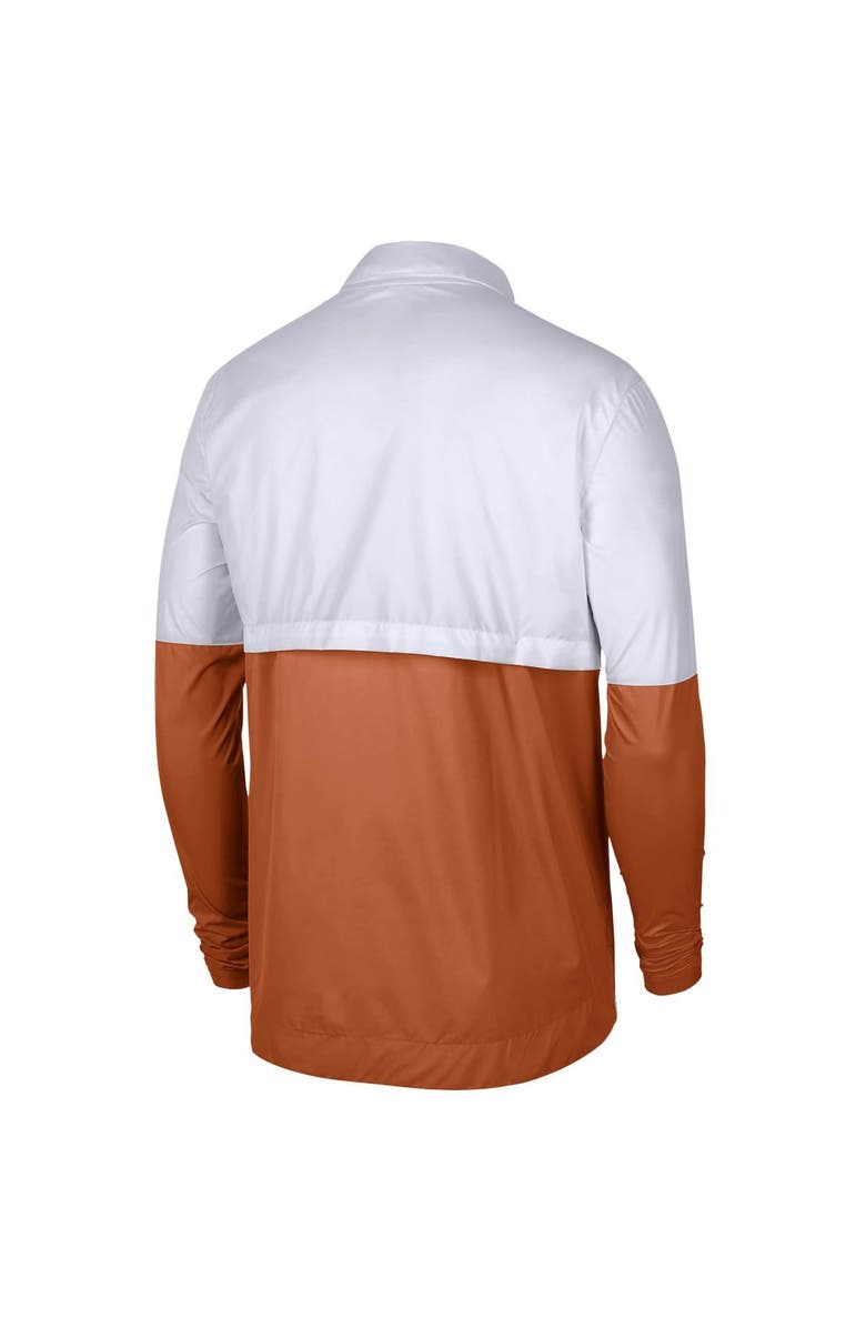 Nike Men's Nike White/Burnt Orange Texas Longhorns Half-Zip Lightweight Coaches Jacket, Alternate, color,