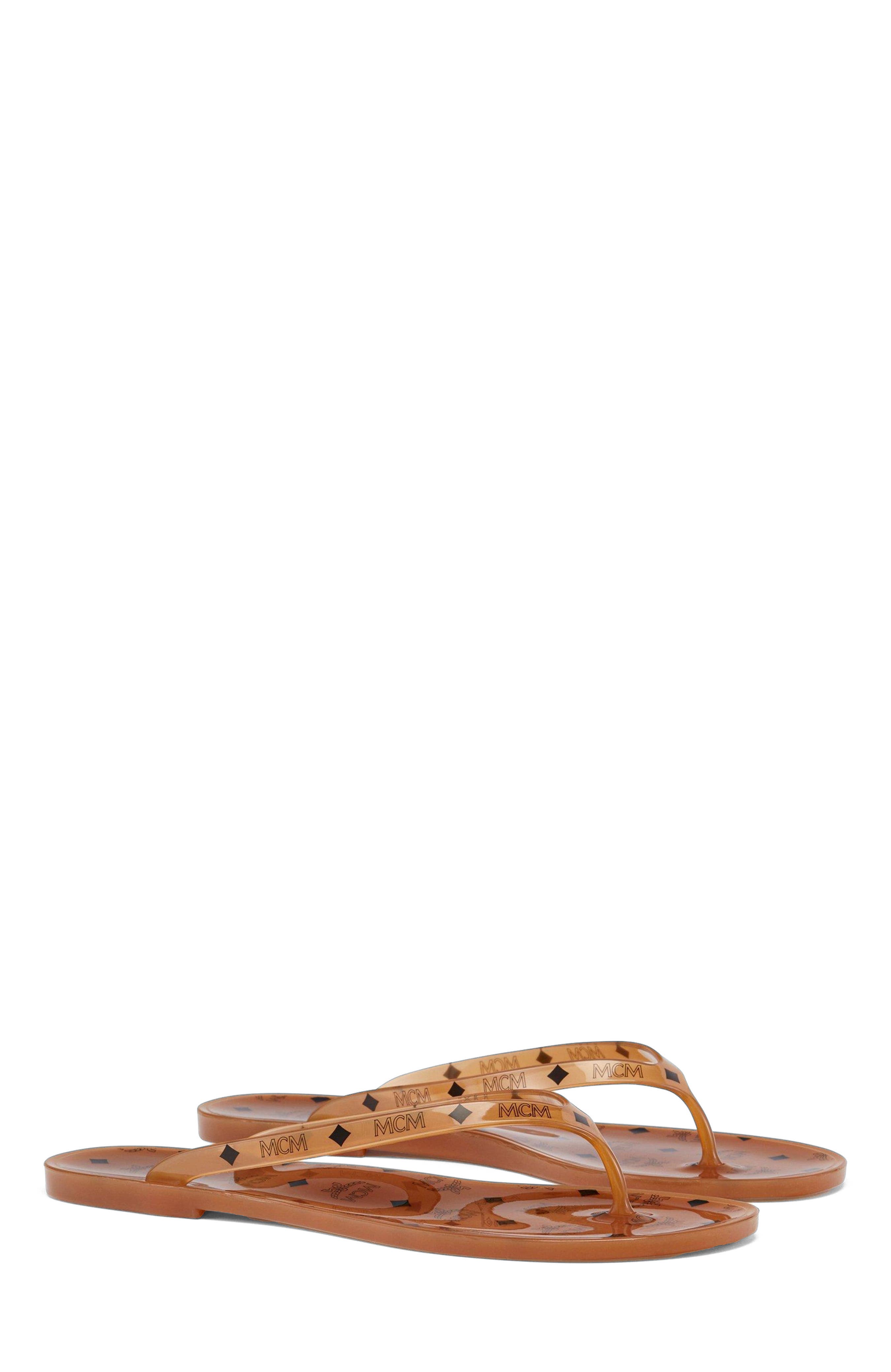 MCM Monogram Jelly Thong Sandals, Main, color, 