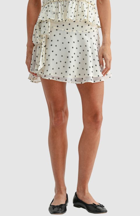 Polka Dot Side Tie Miniskirt