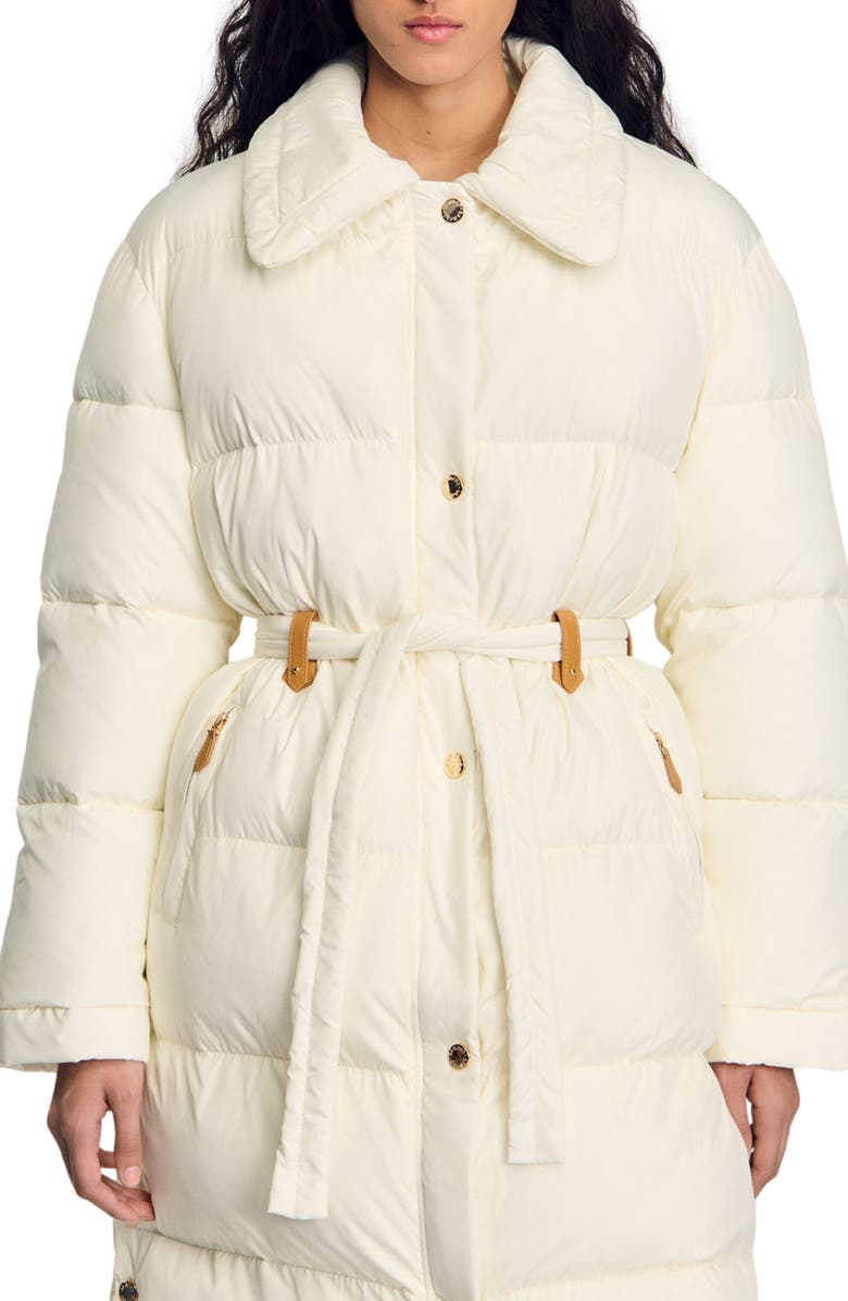 SANDRO Quilted mid-length puffer jacket, Alternate, color, 