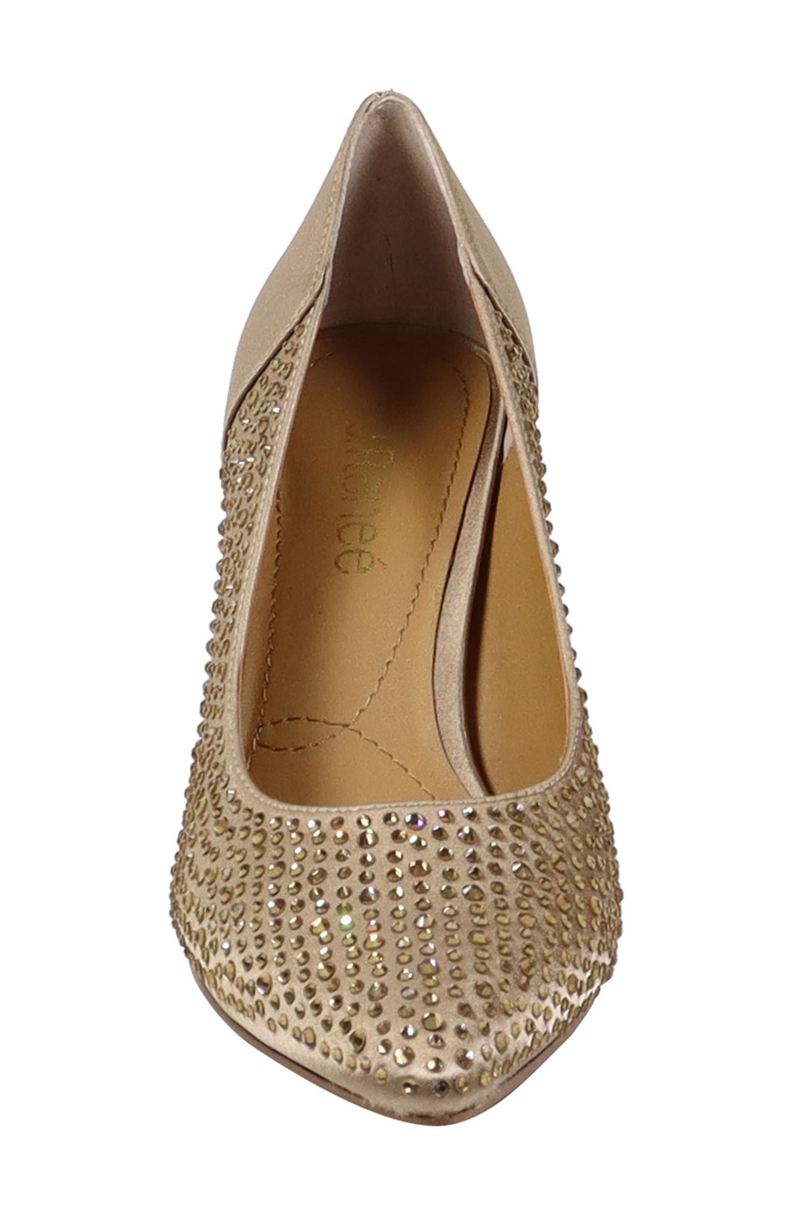 Rishna Crystal Embellished Pointed Toe Pump, Alternate, color, BEIGE