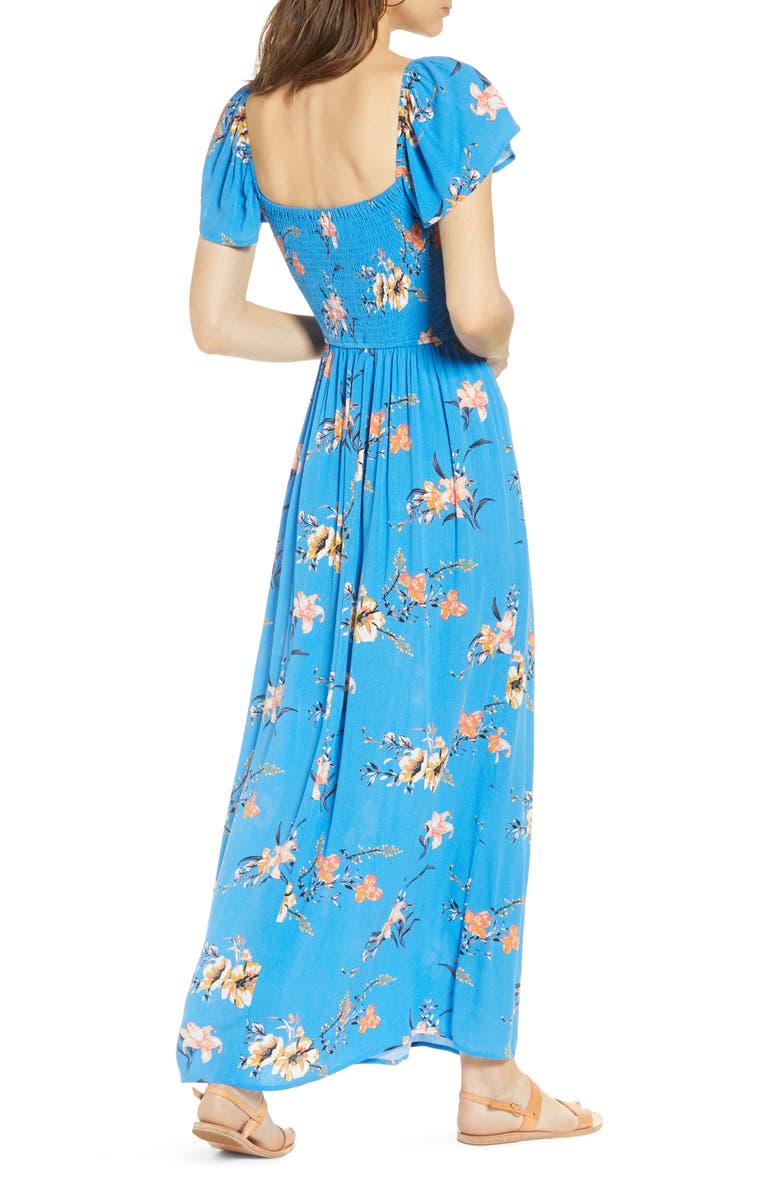 BP. Floral Smocked Bodice Maxi Dress, Alternate, color, 