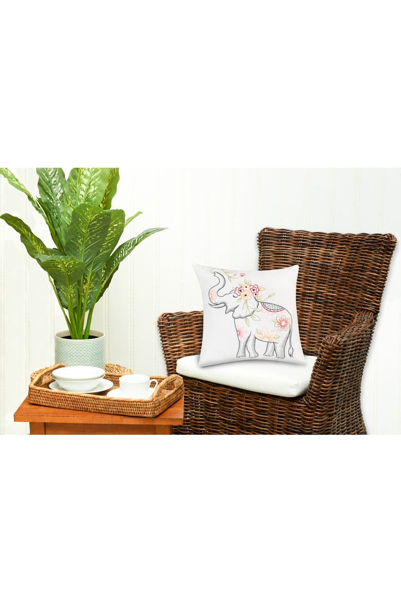 Tropical Elephant Indoor/Outdoor Accent Throw Pillow 18" x 18", Alternate, color, Green