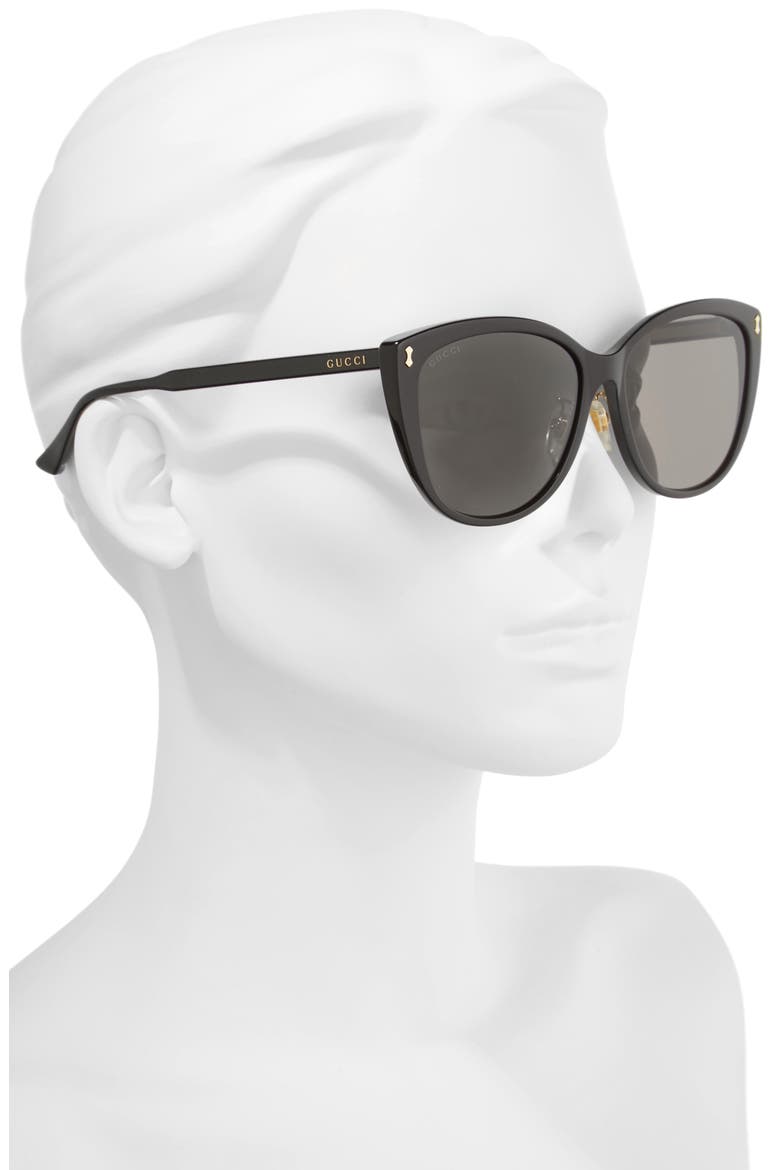 58mm Cat Eye Sunglasses, Alternate, color, BLACK