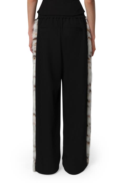 Apparis Ivy Stretch Crepe Pants With Faux Fur Trim In Black