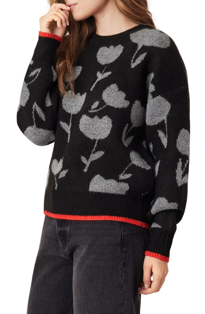 Scotch & Soda Crewneck Pullover Sweater, Alternate, color, Black/ Grey Heather/ Orange