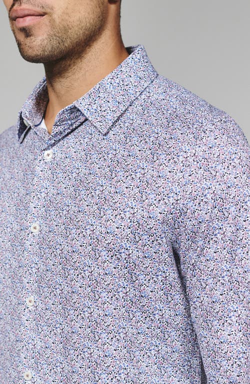 7 Diamonds Prague Floral Performance Button-up Shirt In Blue