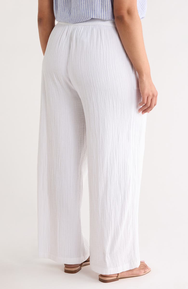 Caslon<sup>®</sup> Wide Leg Cotton Gauze Pants, Alternate, color, White