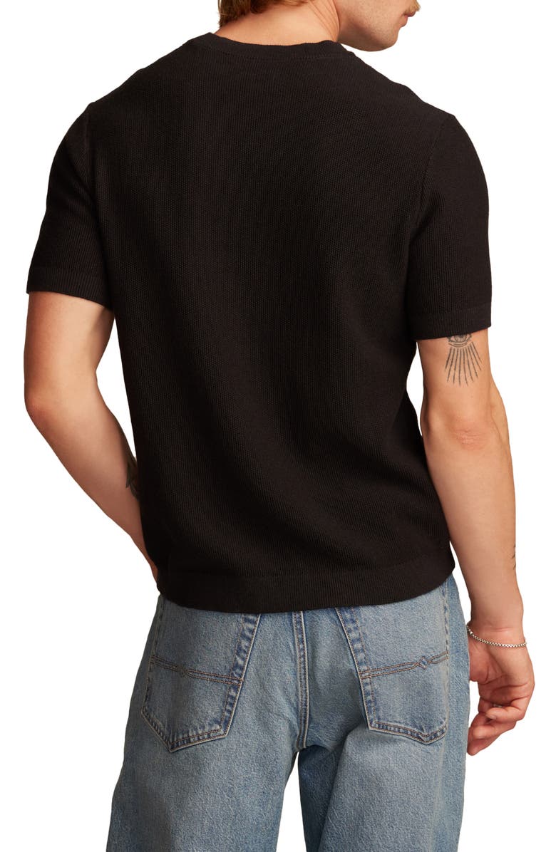 Lucky Brand Rib Short Sleeve Sweater, Alternate, color, Caviar