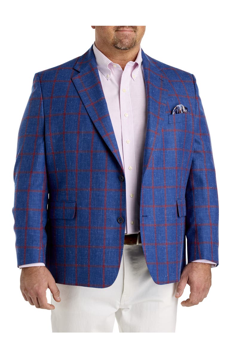 Tallia Big & Tall Windowpane Sport Coat, Main, color, Blue