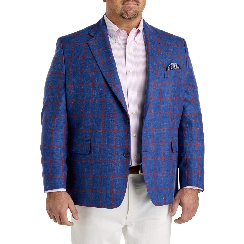 Tallia Big & Tall Windowpane Sport Coat In Blue