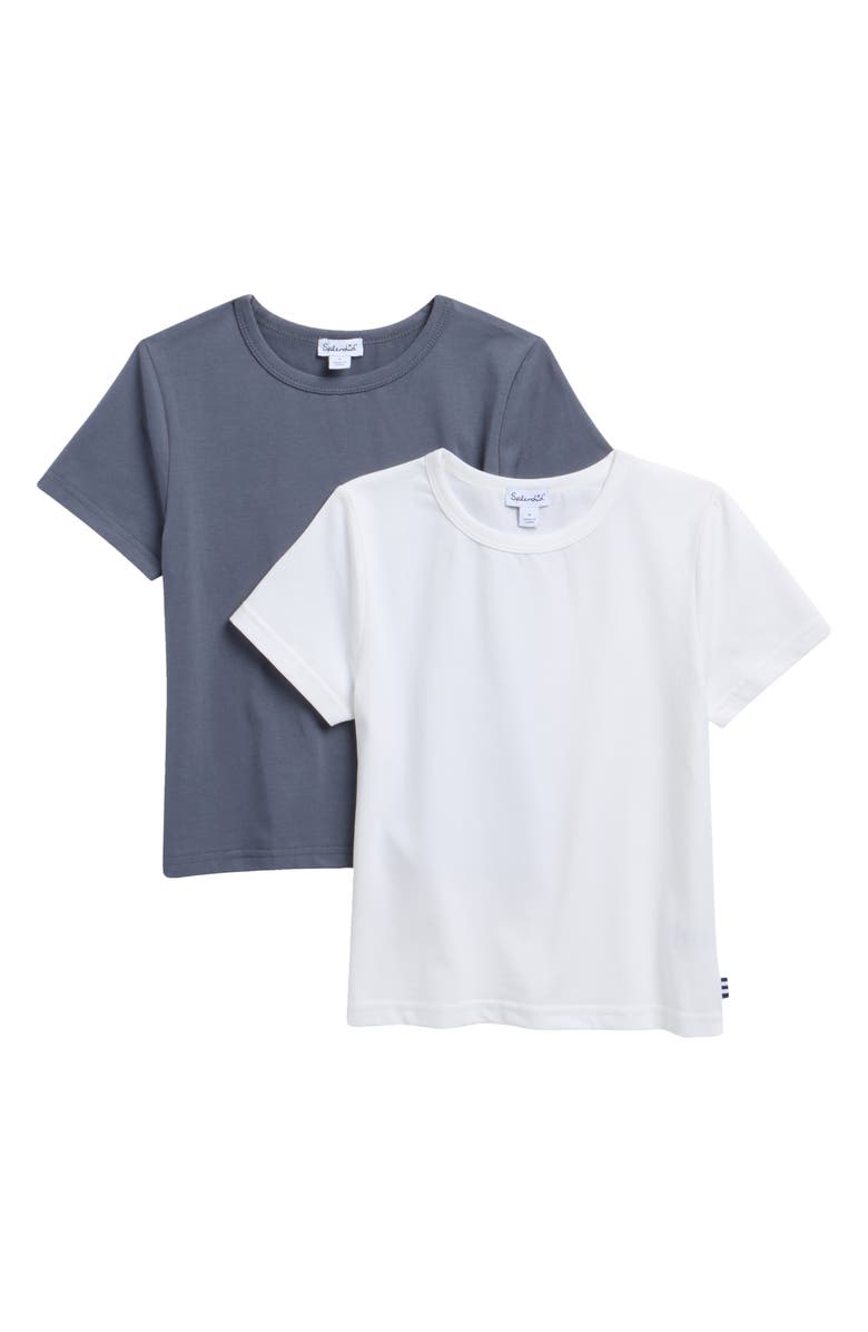 Splendid Kids' 2-Pack Assorted T-Shirts, Main, color, White And Ash Blue