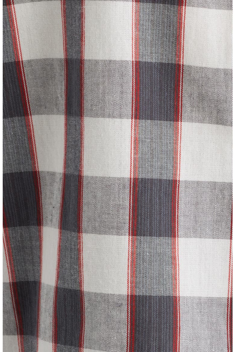 Cru Plaid Short Sleeve Button-Up Shirt, Alternate, color, BLACK/ OFF WHITE/ RED