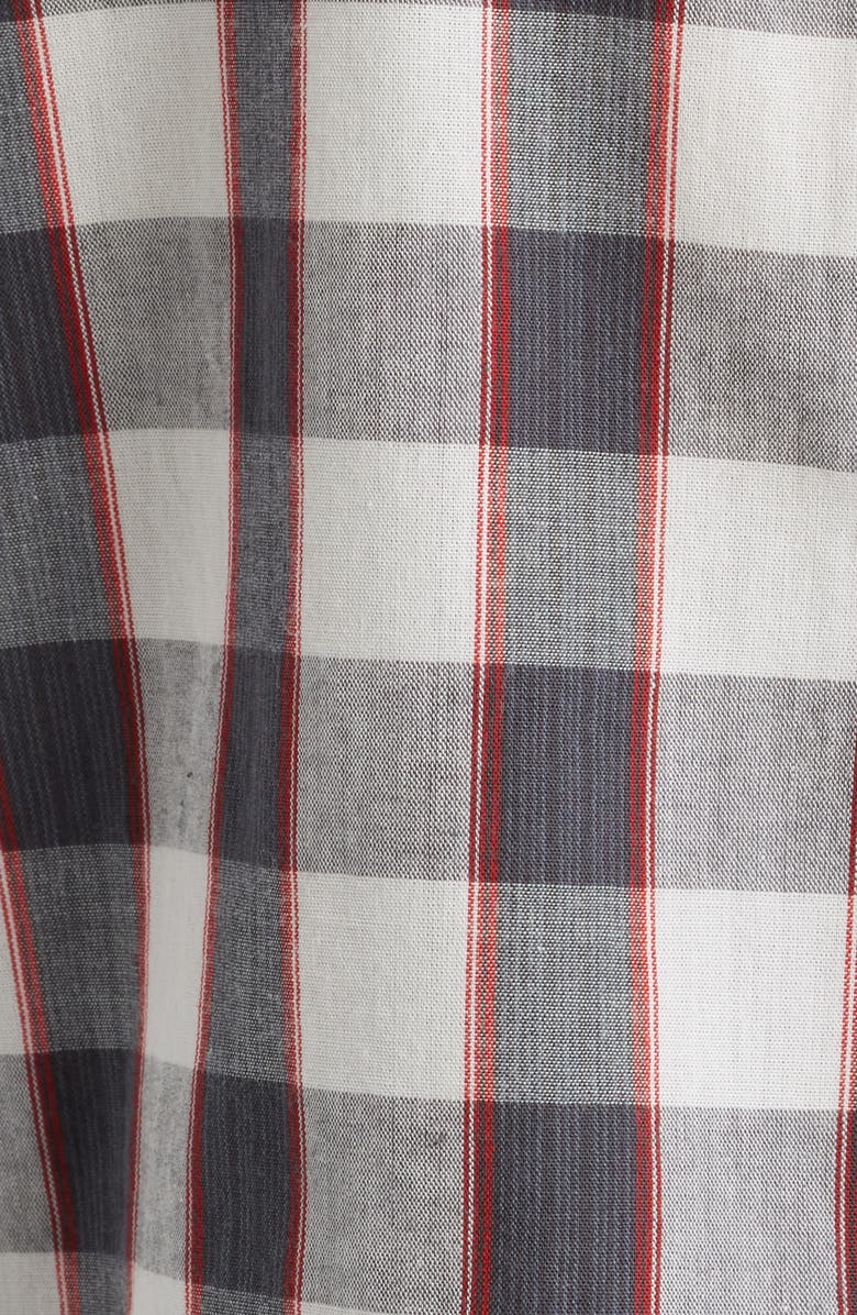 Brixton Cru Plaid Short Sleeve Button-Up Shirt, Alternate, color, Black/ Off White/ Red