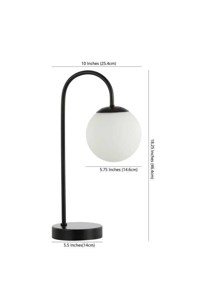 JONATHAN Y Arco Iron/Glass Minimalist Mid-Century Globe LED Table Lamp, Alternate, color, Black