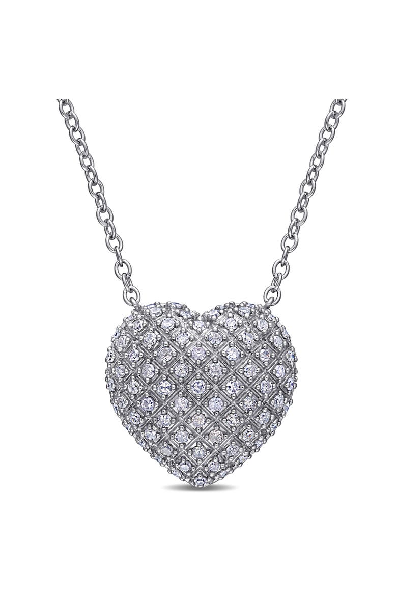Diamond Clustered Heart Necklace, Main, color, Sterling Silver