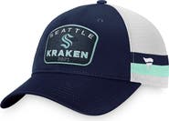 FANATICS Men's Fanatics Branded Deep Sea Blue/White Seattle Kraken Fundamental Striped Trucker Adjustable Hat