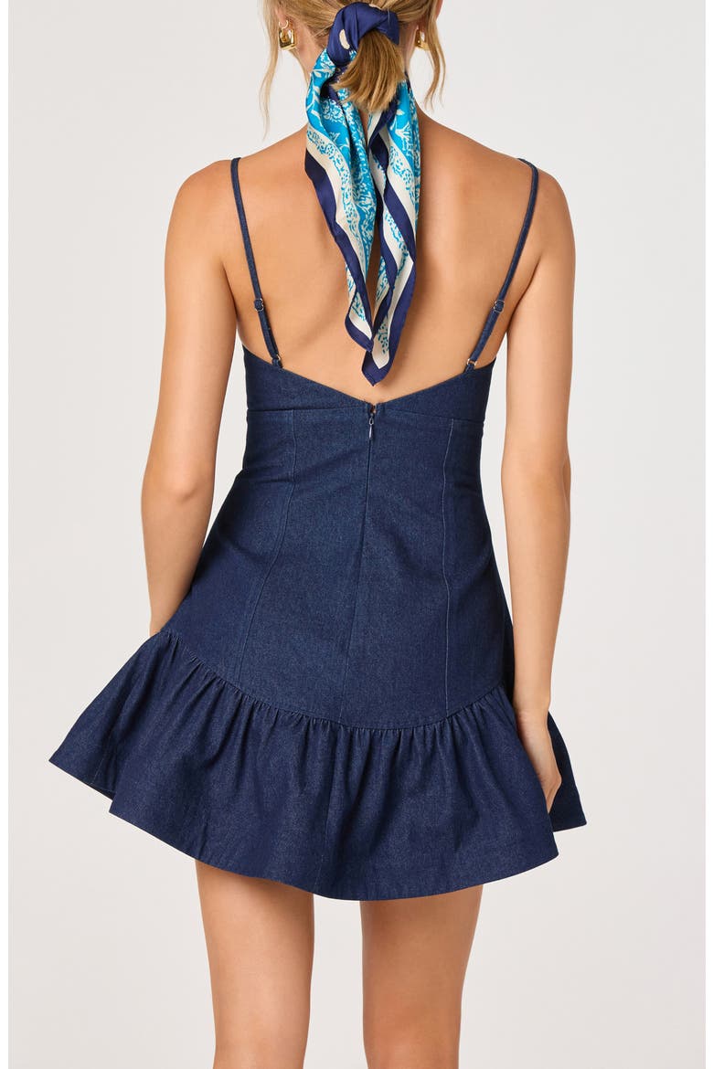 Kyndal Denim Drop Waist Minidress, Alternate, color, DARK DENIM