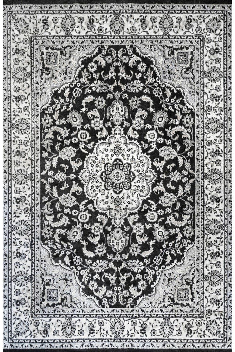 Palmette Modern Persian Floral Area Rug, Main, color, Cream/Gray/Black