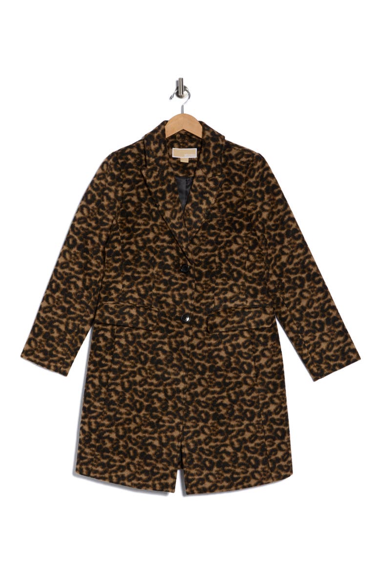 Single Breasted Wool Blend Coat, Alternate, color, LEOPARD