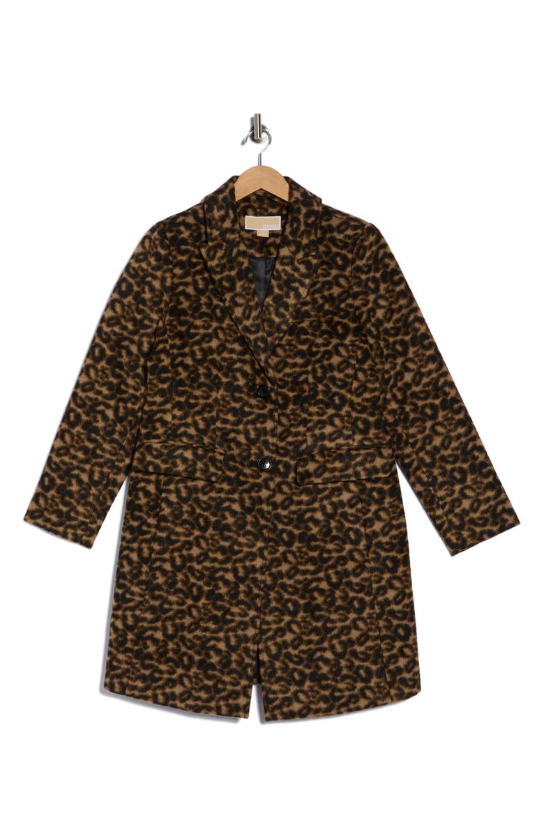 Michael Kors Single Breasted Wool Blend Coat, Alternate, color, Leopard