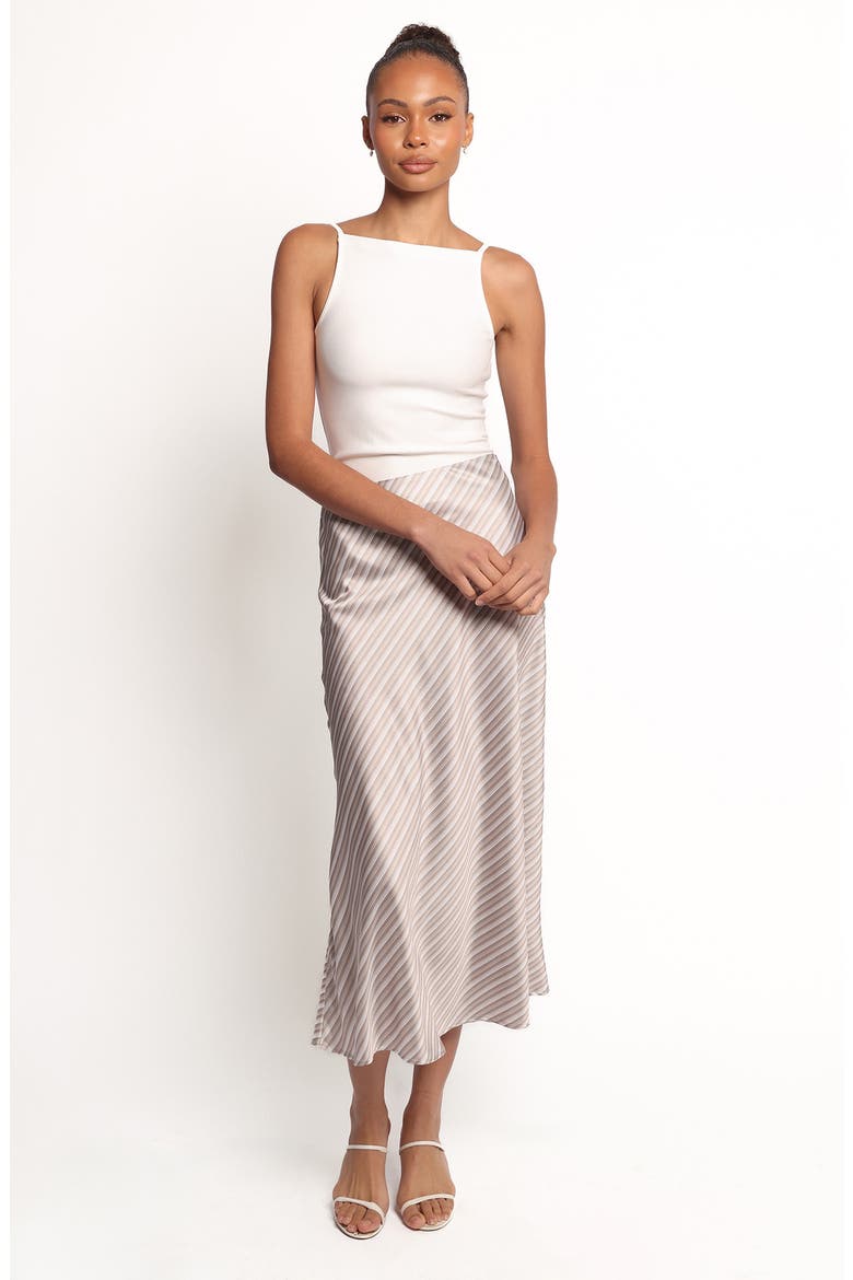 Corrina Satin Midi Skirt, Alternate, color, GREY STRIPE